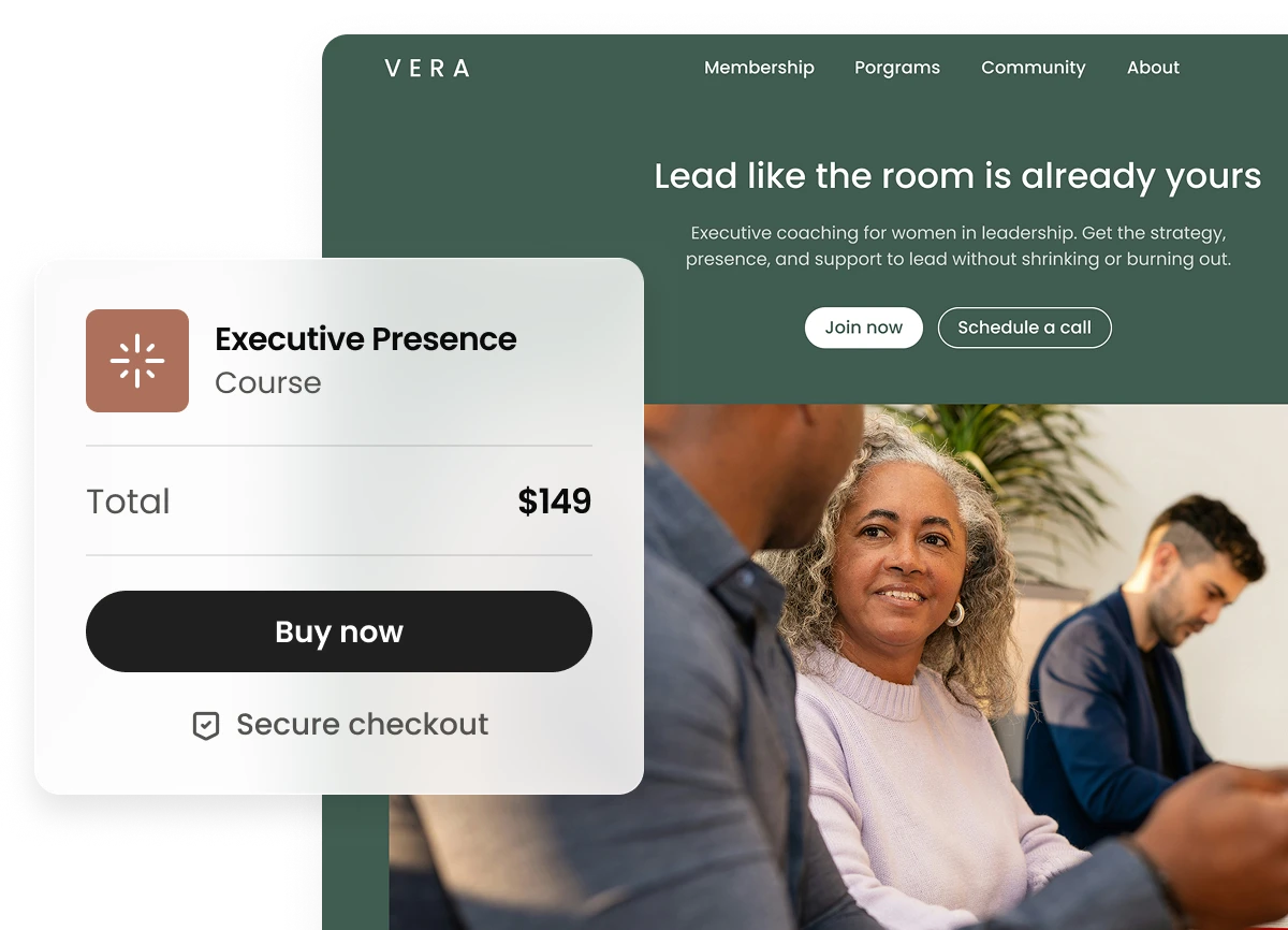 Ilustração de área de membros com checkout integrado